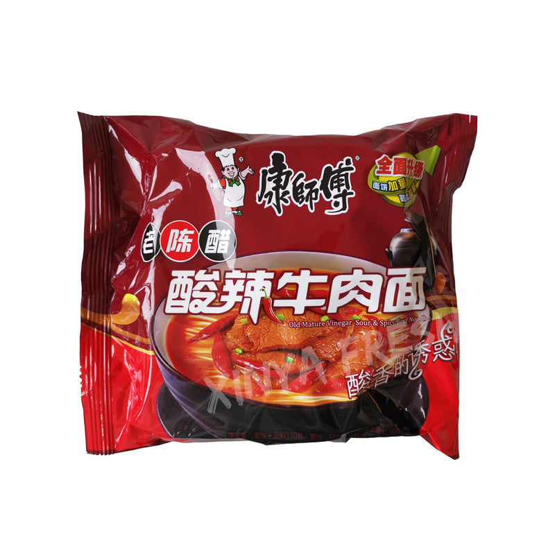 Instant Noodle Old Mature Vinegar Sour&Spicy Beef Flavor KANGSHIFU 110g x 24 Packs