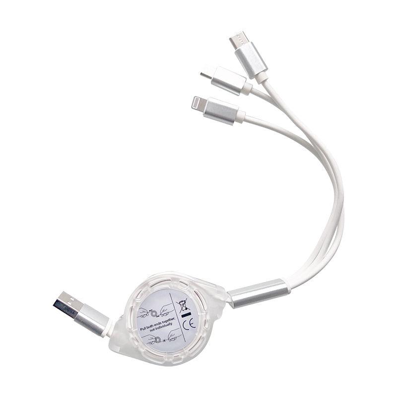 3-i-1 USB kabel til MicroUSB og USB-C 1m